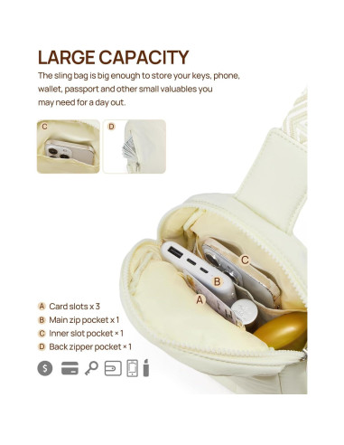 Bolso Cruzado Acolchado Telena para Mujeres - Blanco Marfil