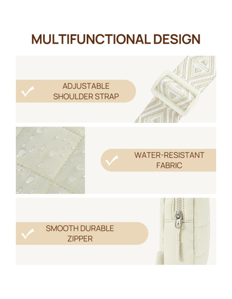 Bolso Cruzado Acolchado Telena para Mujeres - Blanco Marfil