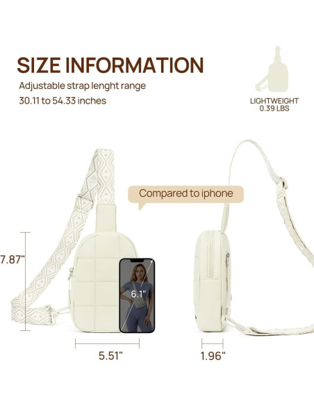 Bolso Cruzado Acolchado Telena para Mujeres - Blanco Marfil