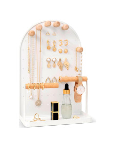 Organizador de Joyería ProCase Blanco con 6 Ganchos y Bandeja