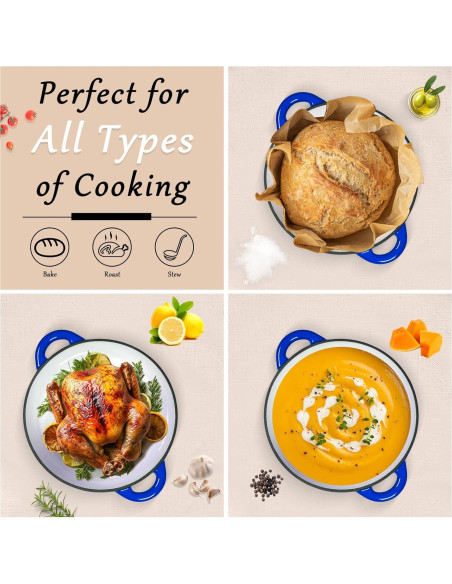 Juego de Ollas de Hierro Fundido Romswi 3qt y 5.5qt Azul