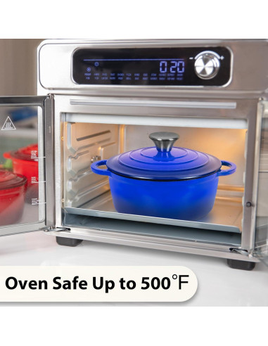 Juego de Ollas de Hierro Fundido Romswi 3qt y 5.5qt Azul