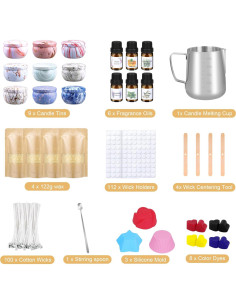 Kit de Fabricación de Velas YUEONEWIN - DIY Aromáticas 14 Piezas 2