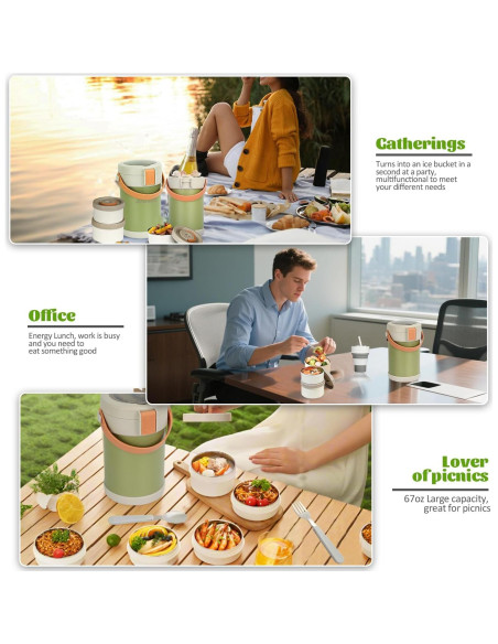 Termo de Comida Caliente GraceKit 2L Acero Inoxidable Verde