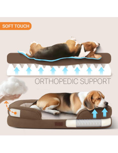 Cama Ortopédica para Perros Grandes Toque Suave Marrón 88.9x63.5cm 2