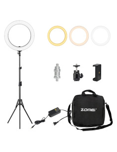 Luz de Anillo LED ZOMEi 14" Regulable para Maquillaje y Vlogging