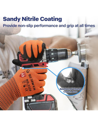 Guantes de Trabajo Schwer ProGuard M + Mangas Resistentes A9