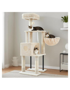 Árbol para Gatos Heybly HCT200SM 125 cm Beige con Hamaca