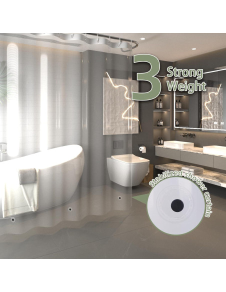 Cortina de Ducha Impermeable Poposa 183x183 cm PEVA Transparente