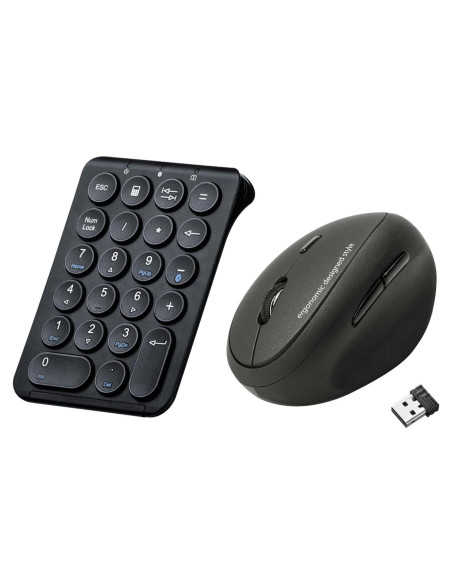 Ratón Ergonómico Inalámbrico SANWA ERG17 + Teclado Numérico Bluetooth