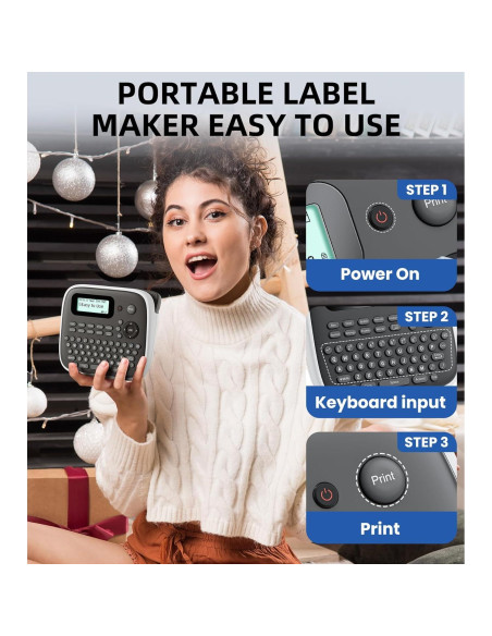 Máquina de Etiquetas EazeID D210S Gris con Cinta 12mm