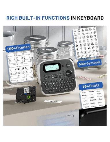Máquina de Etiquetas EazeID D210S Gris con Cinta 12mm