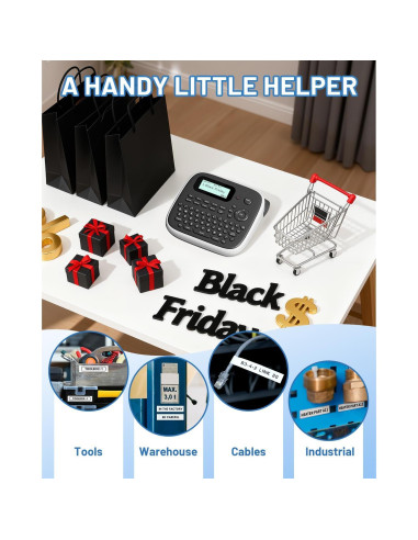 Máquina de Etiquetas EazeID D210S Gris con Cinta 12mm