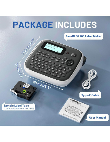 Máquina de Etiquetas EazeID D210S Gris con Cinta 12mm