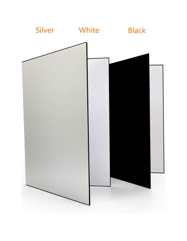 Reflector de Luz 3 en 1 A3 Cartón Plegable - Negro, Plata, Blanco