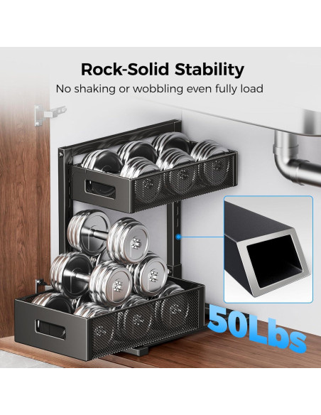 Organizador Bajo Fregadero HAIREALM 2 Niveles Ajustable Metal 22.68kg