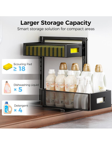 Organizador Bajo Fregadero HAIREALM 2 Niveles Ajustable Metal 22.68kg