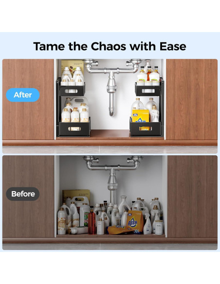 Organizador Bajo Fregadero HAIREALM 2 Niveles Ajustable Metal 22.68kg