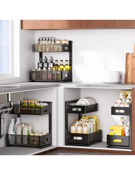 Organizador Bajo Fregadero HAIREALM 2 Niveles Ajustable Metal 22.68kg