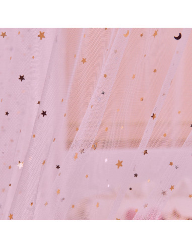 Dosel Rosa Brillante con Luces y Lentejuelas para Cama Individual