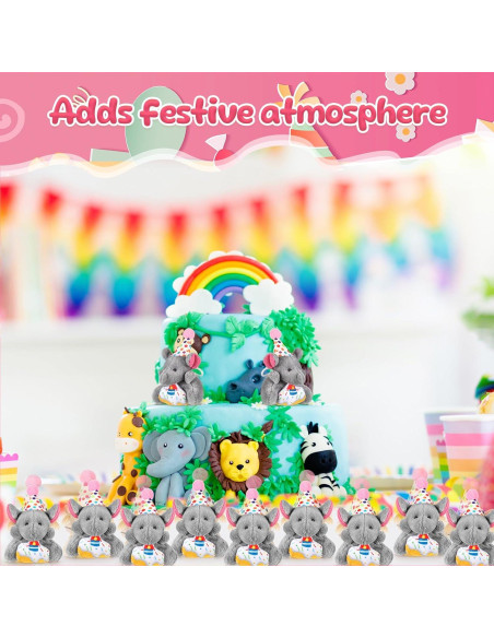 Gejoy 24 Llavero Mini Elefante de Peluche Cumpleaños 5x7cm