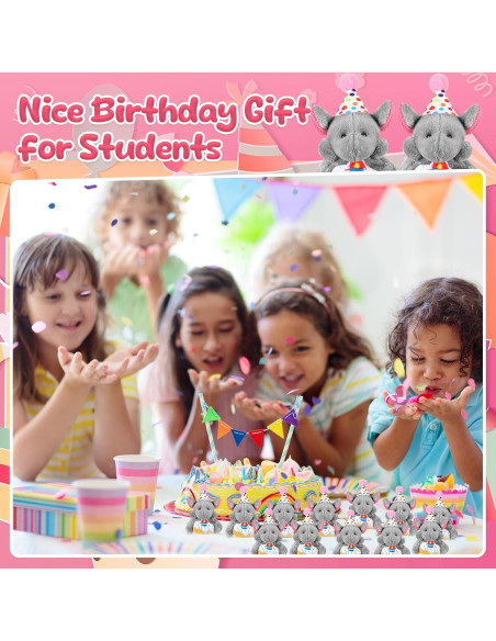 Gejoy 24 Llavero Mini Elefante de Peluche Cumpleaños 5x7cm