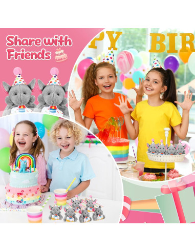 Gejoy 24 Llavero Mini Elefante de Peluche Cumpleaños 5x7cm