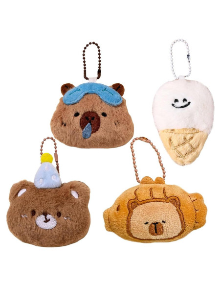 4 Llaveros de Peluche Adorables de Animales - Tiyaki