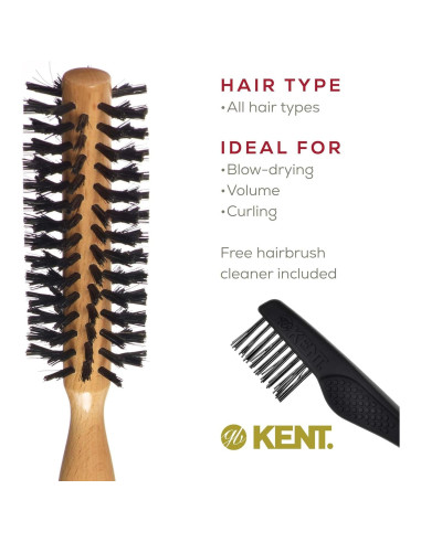 Cepillo Redondo Kent LBR1 de Madera de Haya 45mm Cerdas Jabalí