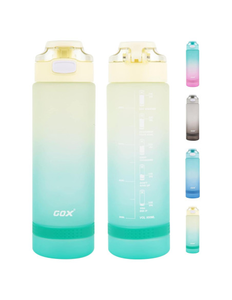 Botella de Agua Motivacional GOX 32oz Amarillo-Verde Libre BPA