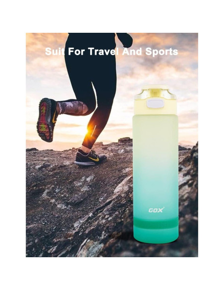 Botella de Agua Motivacional GOX 32oz Amarillo-Verde Libre BPA