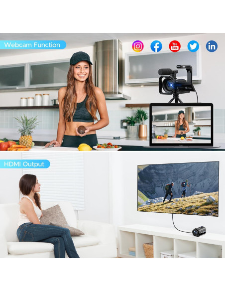Cámara de Video FIREFOTO 5K 56MP Doble Lente con WiFi