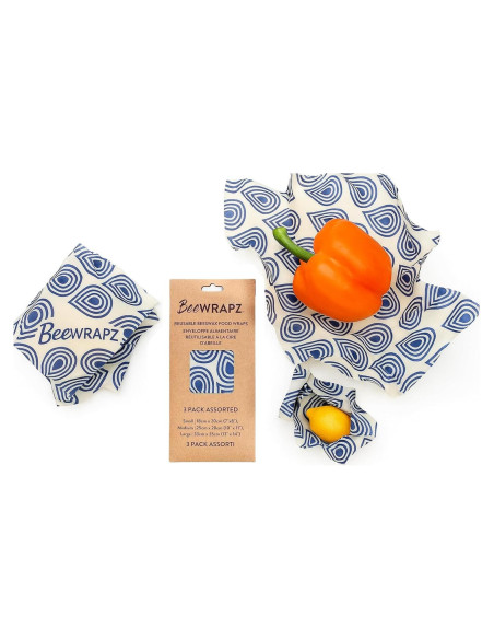 BeeWRAPZ Envolturas de Cera de Abeja Reutilizables - 3 Piezas