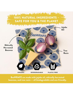 BeeWRAPZ Envolturas de Cera de Abeja Reutilizables - 3 Piezas 2
