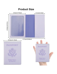 Portapasaportes de Cuero PU QEYMN Púrpura Claro Ultra Delgado 2
