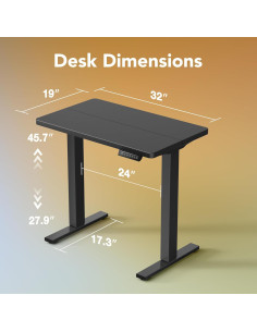 Escritorio Eléctrico Ajustable HUANUO 32" Negro - 4 Alturas 2