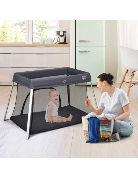 Cuna de Viaje Plegable Baby Joy BB0472SL Gris 2 en 1