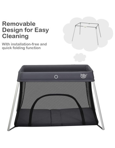 Cuna de Viaje Plegable Baby Joy BB0472SL Gris 2 en 1