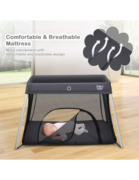 Cuna de Viaje Plegable Baby Joy BB0472SL Gris 2 en 1