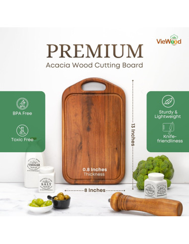 Tabla de Cortar de Madera de Acacia VieWood 33x20 cm Reversible