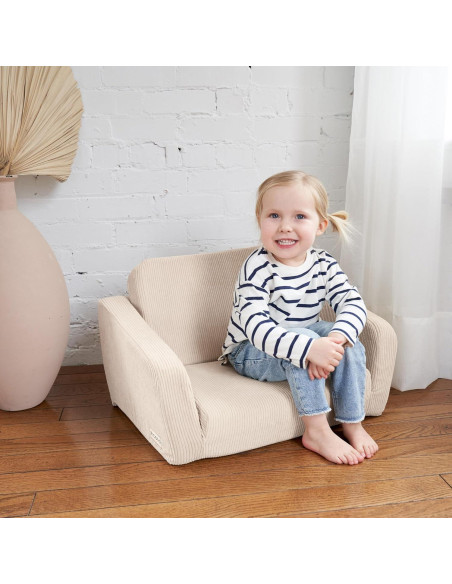 Sofá Plegable para Niños ZICOTO Beige 2 en 1 55.88x41.91 cm