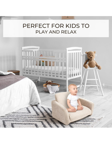 Sofá Plegable para Niños ZICOTO Beige 2 en 1 55.88x41.91 cm