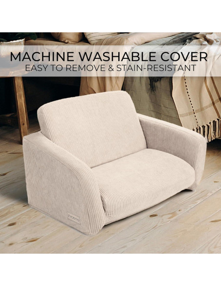 Sofá Plegable para Niños ZICOTO Beige 2 en 1 55.88x41.91 cm