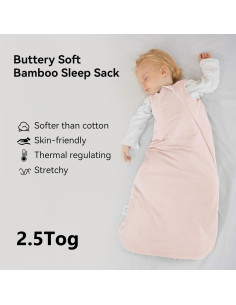 Saco de Sueño BubblePanda 0-6 Meses Rayón Bambú Rosa 2.5 Tog 2