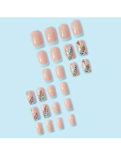 Juego de 24 Uñas Falsas Cuadradas Foccna - Brillantes Azules 2