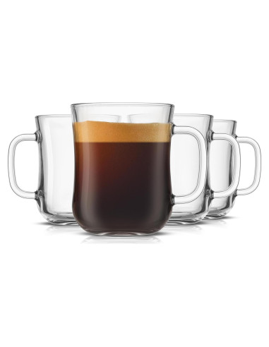 Juego de 4 Tazas de Café de Vidrio JoyJolt 15.5oz Apto Lavavajillas