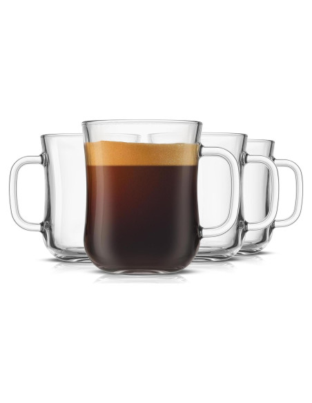 Juego de 4 Tazas de Café de Vidrio JoyJolt 15.5oz Apto Lavavajillas
