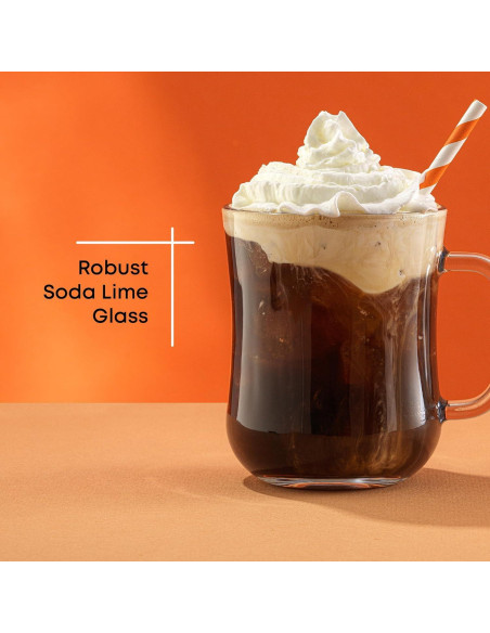 Juego de 4 Tazas de Café de Vidrio JoyJolt 15.5oz Apto Lavavajillas