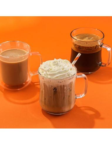 Juego de 4 Tazas de Café de Vidrio JoyJolt 15.5oz Apto Lavavajillas