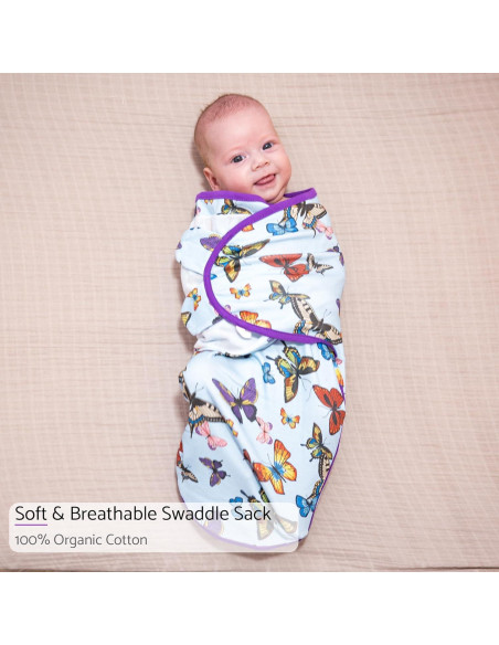 Saco de Sueño para Bebés LollyBanks 100% Algodón Mariposa 0-3 Meses
